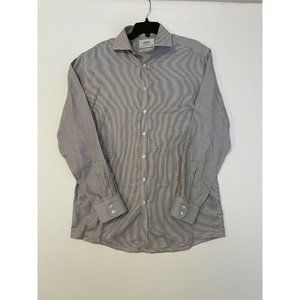 Charles Tyrwhitt Mens Dress Shirt Gray Pattern Size 16 1/2 35 Non-Iron X Slim